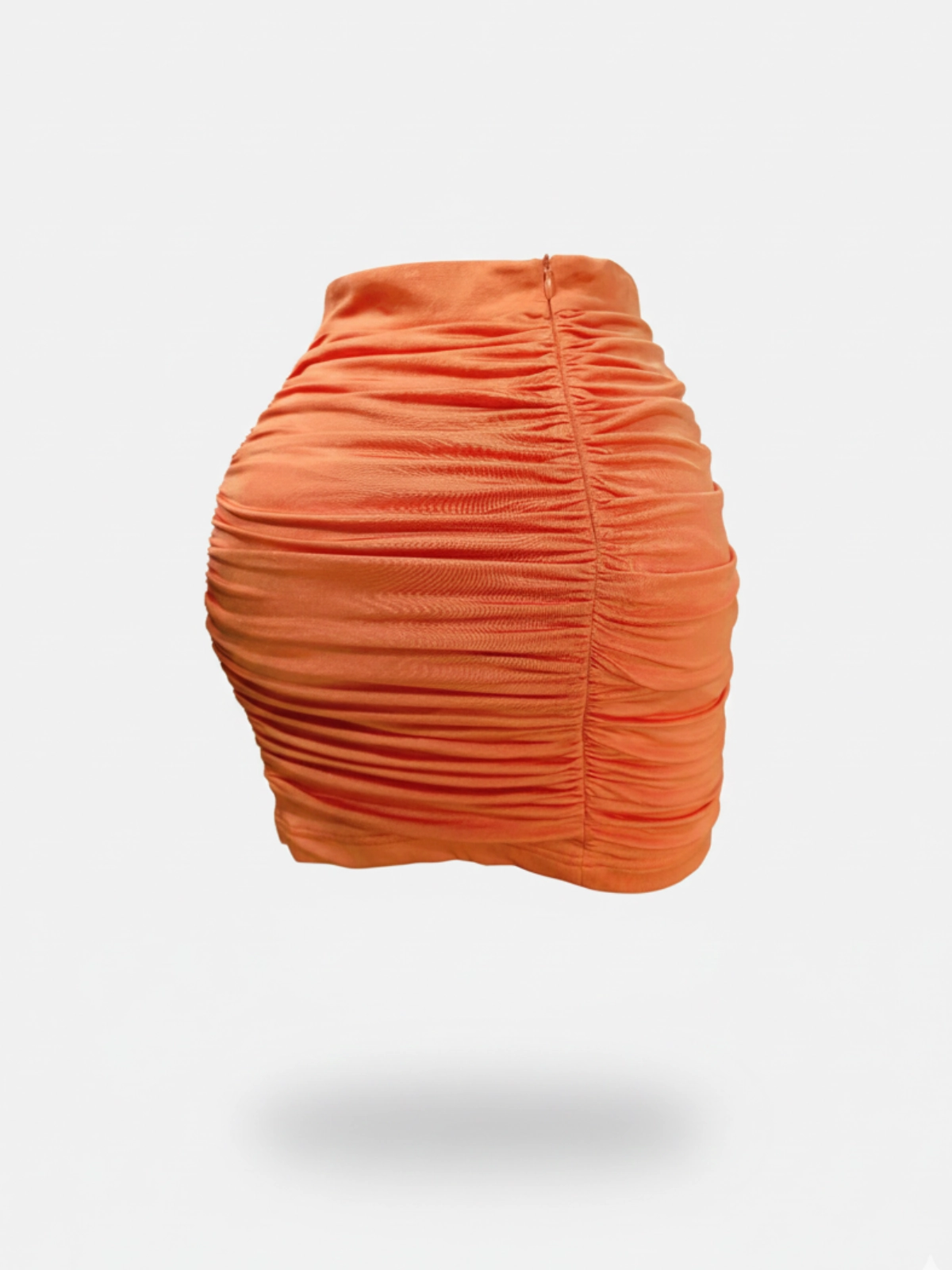 Orange Ruched Bodycon Skirt
